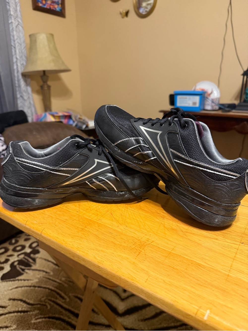 Reebok Black Athletic Shoes with Silver Accents